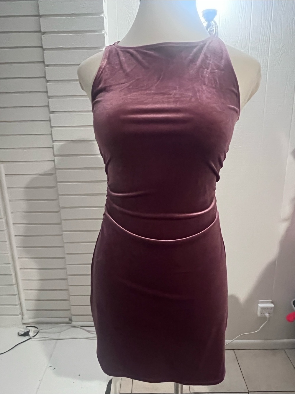 wild fable Velvet Plum Halter Mini Dress